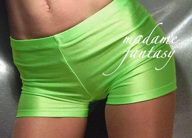images hot pants. Sexy Neon Green Shiny Spandex Shorts / Hot Pants