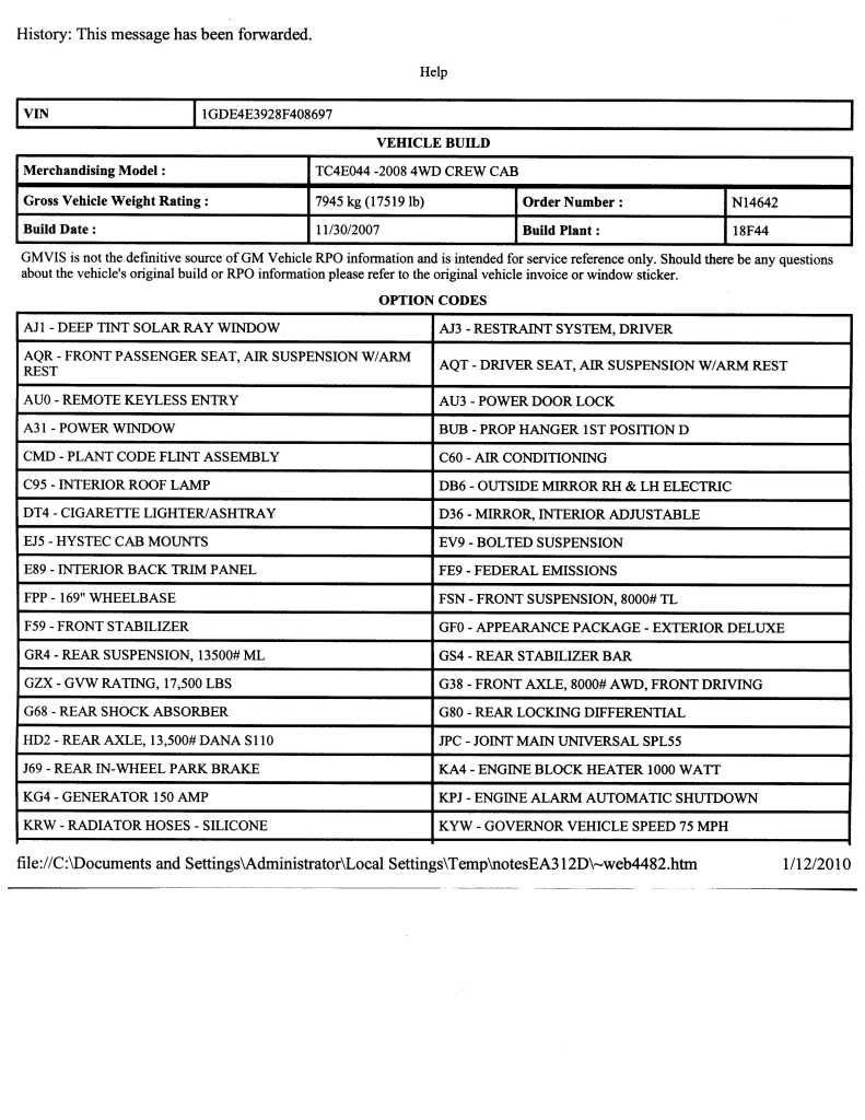 Chevy Build Sheet By Vin