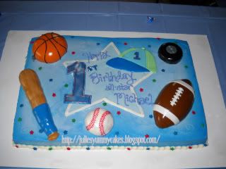Sports Birthday Cakes on Boy S Sports Cake   Made To Match The Party Napkins  It S All Edible