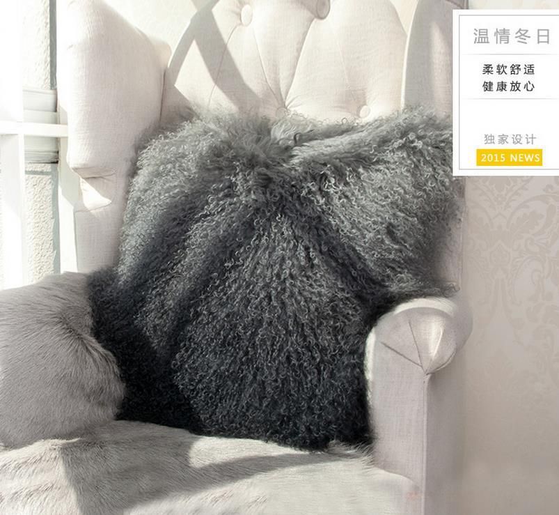 100 Real Mongolian Curly Sheep Fur Protector Pillowcase Comfort Fluffy