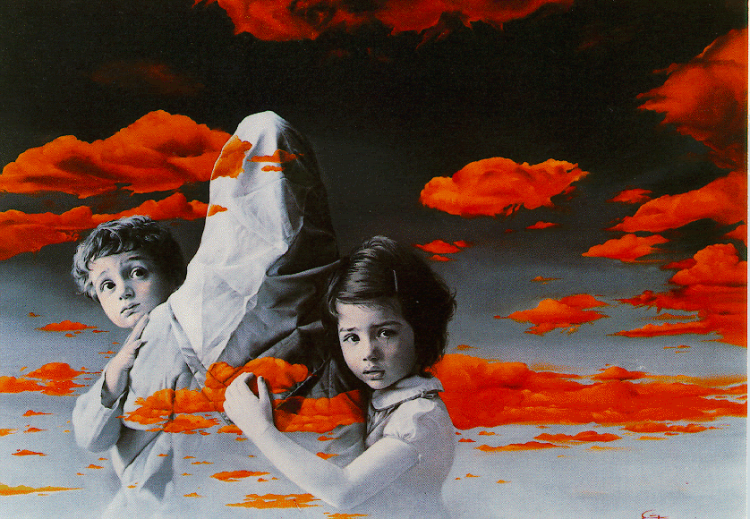 Morteza Katouzian: The Red Alert(1980) Oil on canvas, 80x60 cm