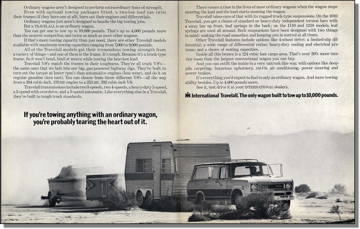 1971 International Travelall Towing Test Photo Car-Ad. Item: F14A0010303