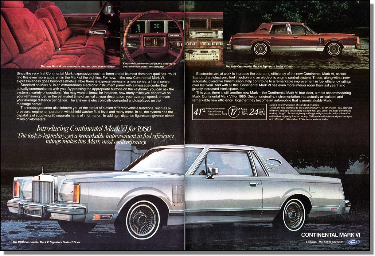 1980 Lincoln Continental Mark VI 2pg PrintAd Item L10A0050648