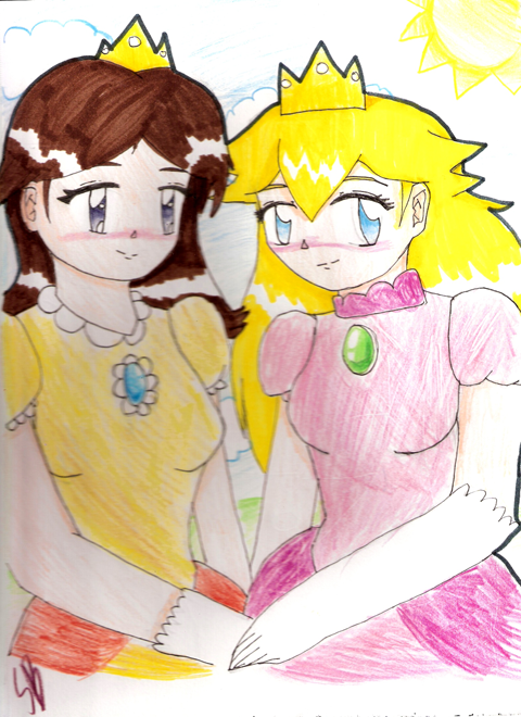 princess peach and princess daisy together. +princess+daisy+together