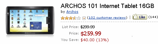 Cyber Monday offer for Archos 101