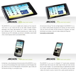 Archos Tablets Specs