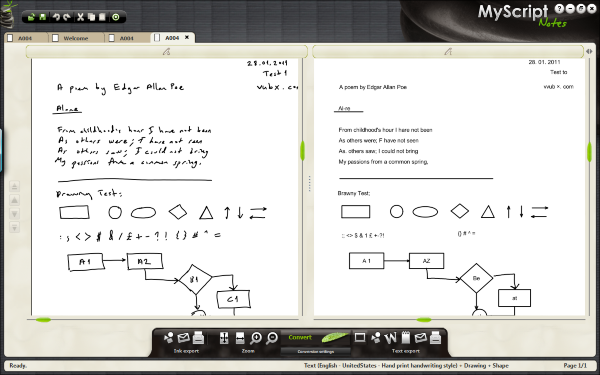 MyScriptNotes Hand Writing Recognition