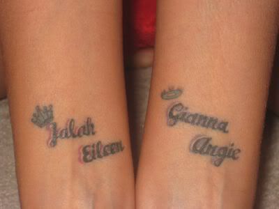 These are my daughters names on my wrists