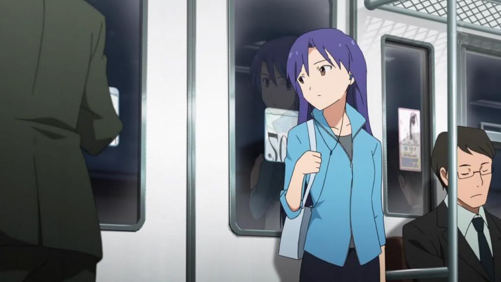 Chihaya on the train home from work