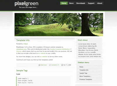 Pixel Green - Free Website Template