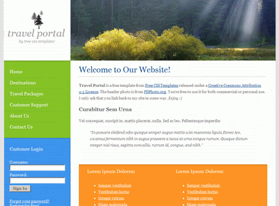 Travel Portal - Free Website Template