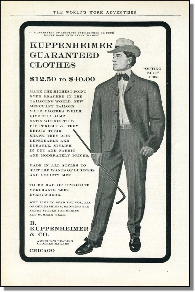 1902 Kuppenheimer Mens Clothing   Outing Suit Print Ad  