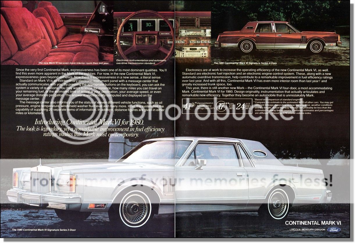 1980 Lincoln Continental Mark VI, 2pg Print Ad  