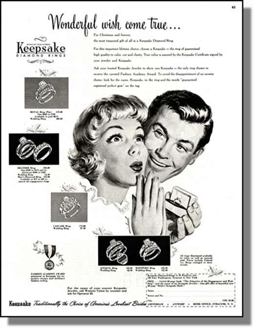 1950 Keepsake Engagement & Wedding Rings Print Ad  