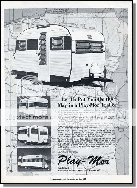1972 Play-Mor travel camping trailers - 4 models put you on the map ...