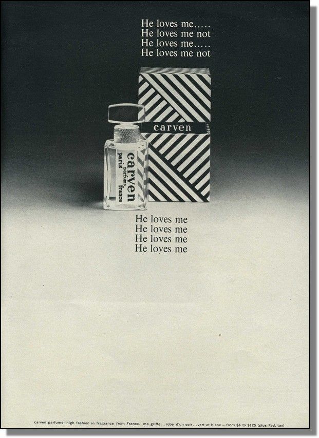 1964 He loves me He loves me not   Carven Perfume Ad  