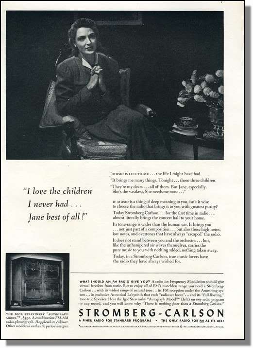 1941 Stromberg Carlson Radio   Igor Stravinsky Model Ad  