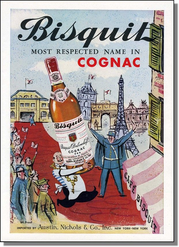 1959 France Art   Bisquit Cognac Ad  