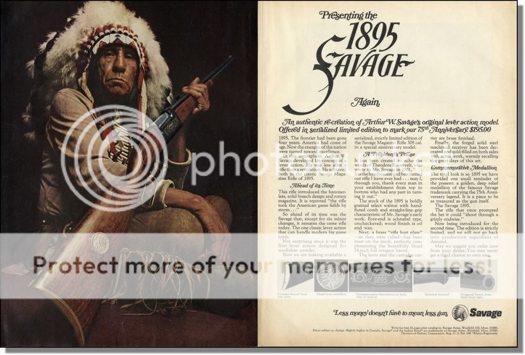 1970 American Indian. Savage Lever Action Rifle 2pg Ad  